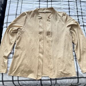 Open Sweater sz XXL Tan Beige Nude Polyester Blend Blazer Buttonless Coat Work